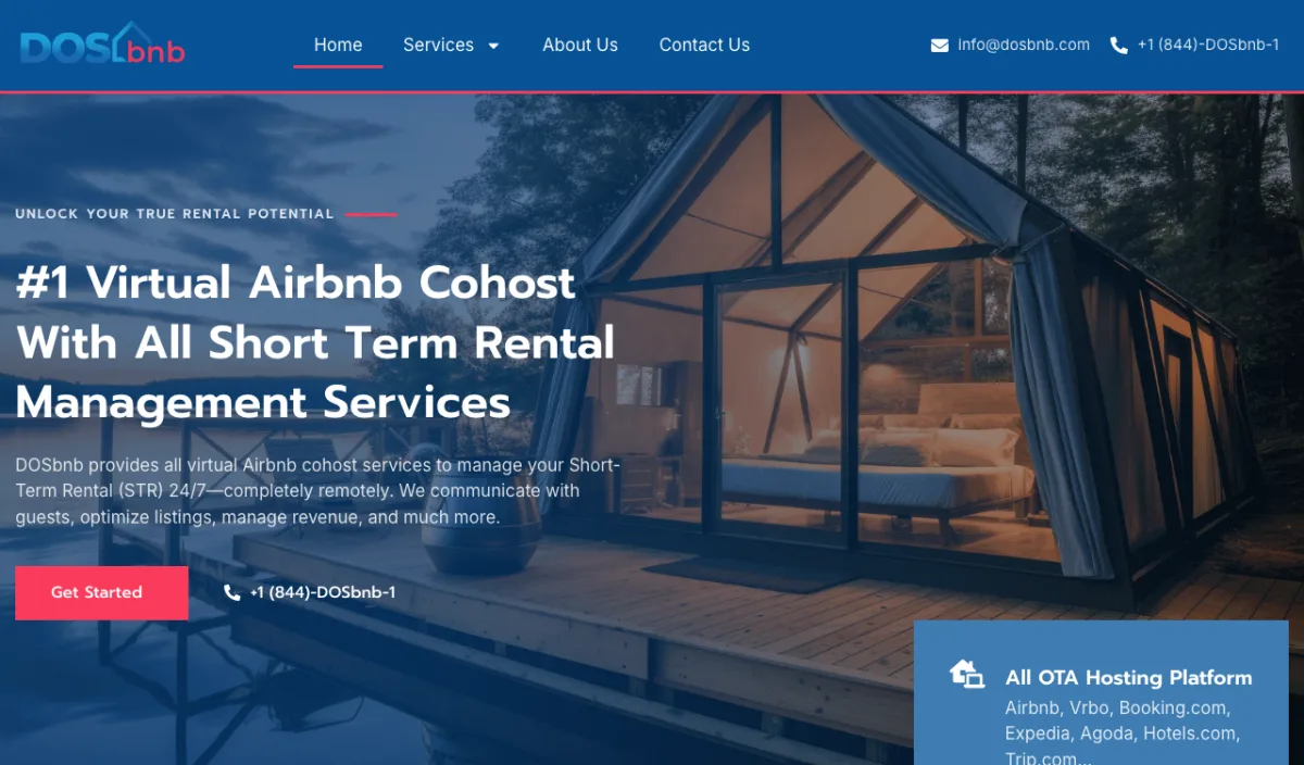 DOSbnb homepage — director-of-sales-as-a-service revenue management for short-term rental portfolios