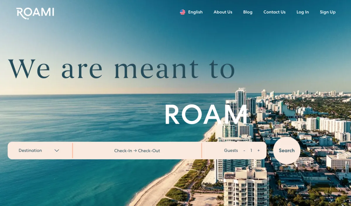 Roami homepage — boutique full-service Airbnb management in select urban and leisure markets
